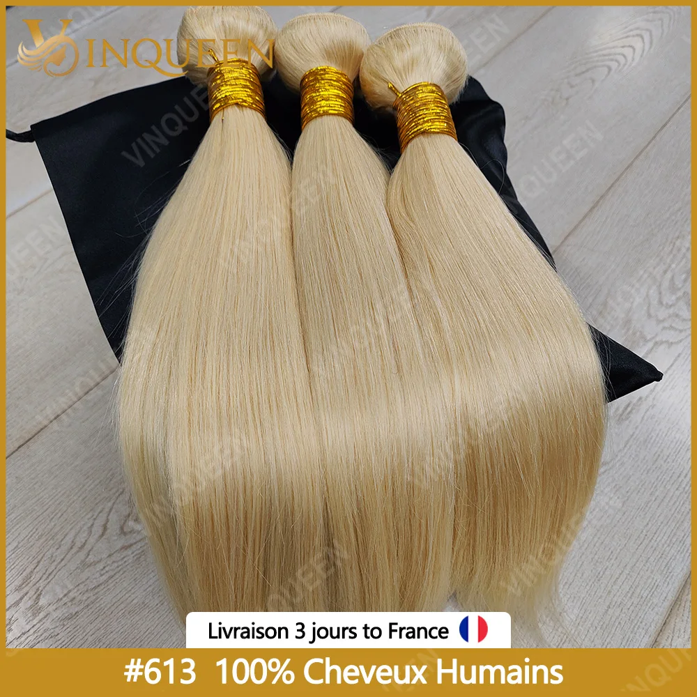 1/3/4 pièces 613 blonds cheveux humains paquets de cheveux humains droits brésilien Remy Extension Tissage Cheveux Humains