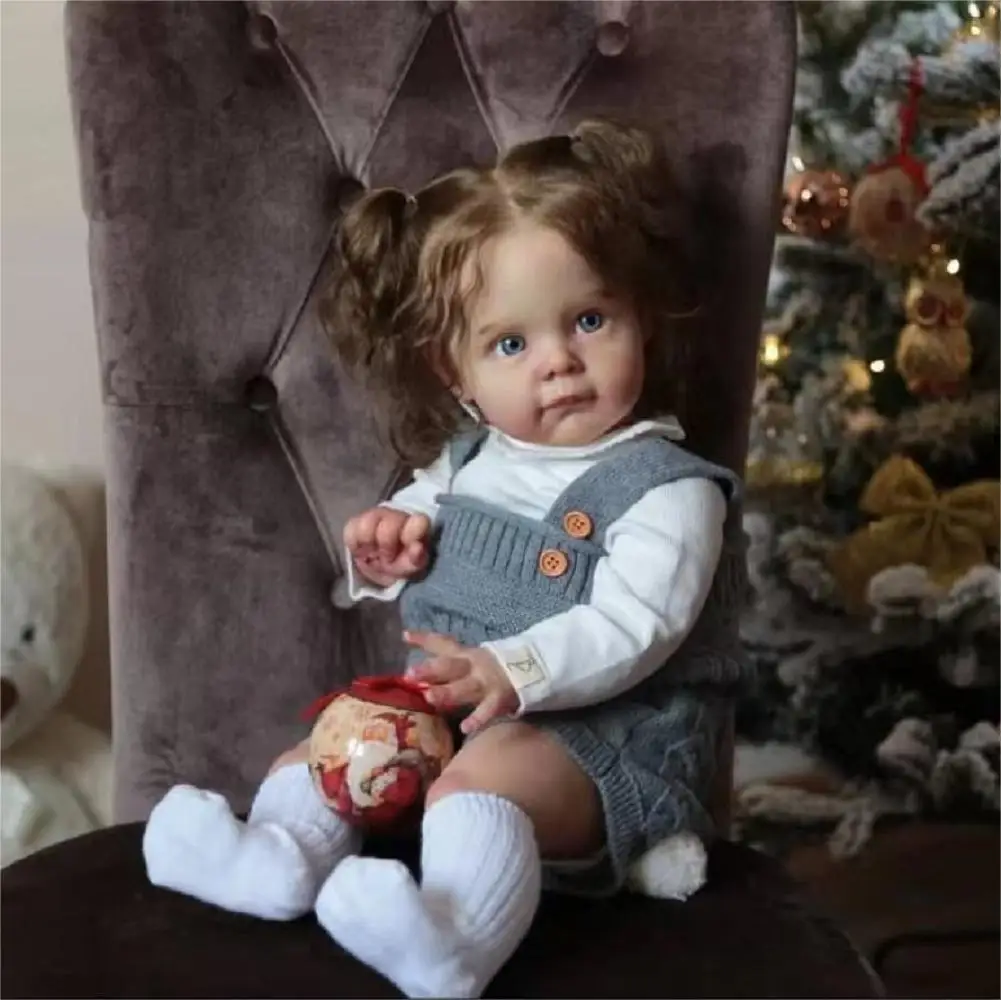 Dipinto Toddler Maggie Bebé Reborn Dolls 22 "Dipinto A Mano Realistico Reborn Baby Con Giocattoli Per Bambole Con Capelli Radicati Per Bambini