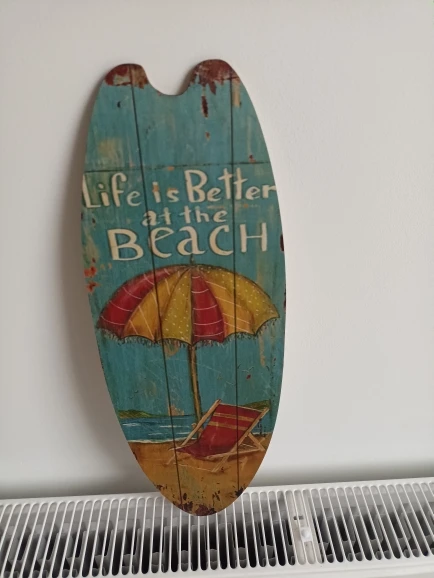 Beach Themed Vintage Wooden Surfboard Sign photo review