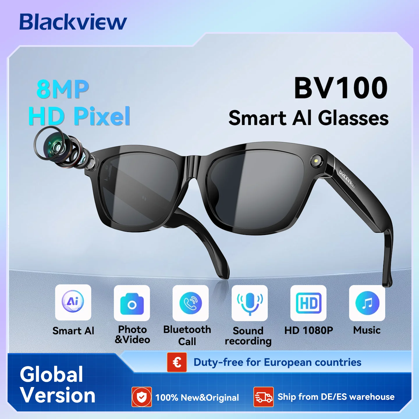 Okulary inteligentne Blackview BV100, kamera HD z EU za $60.43 / ~228zł