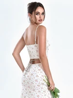 Summer Sexy Women Strap Cami Crop Top Floral Pile Collar Irregular Backless Skims Casual Sleeveless Top