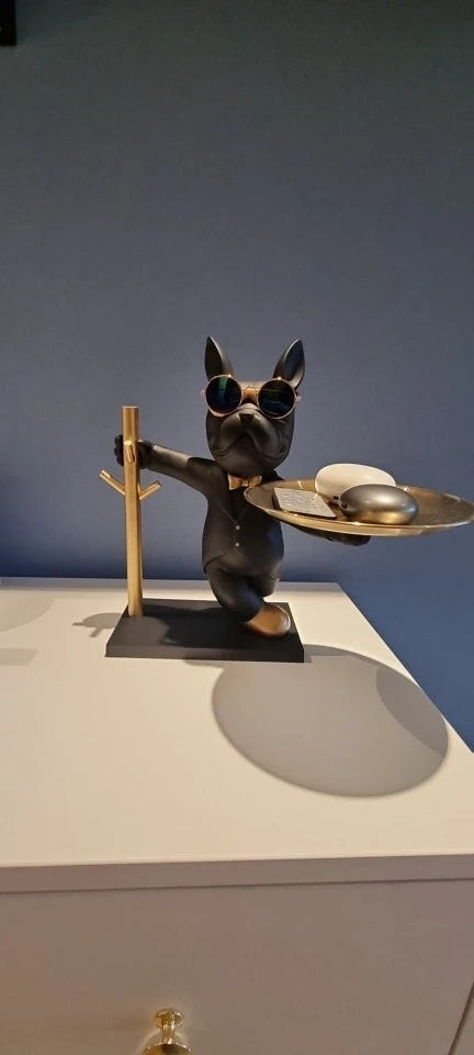 Bulldog Cool Sculpture Dog Ornament Butler Storage Box with Tray Nordic Table Decoration Resin Animal Sculpture Coin Piggy Bank photo review