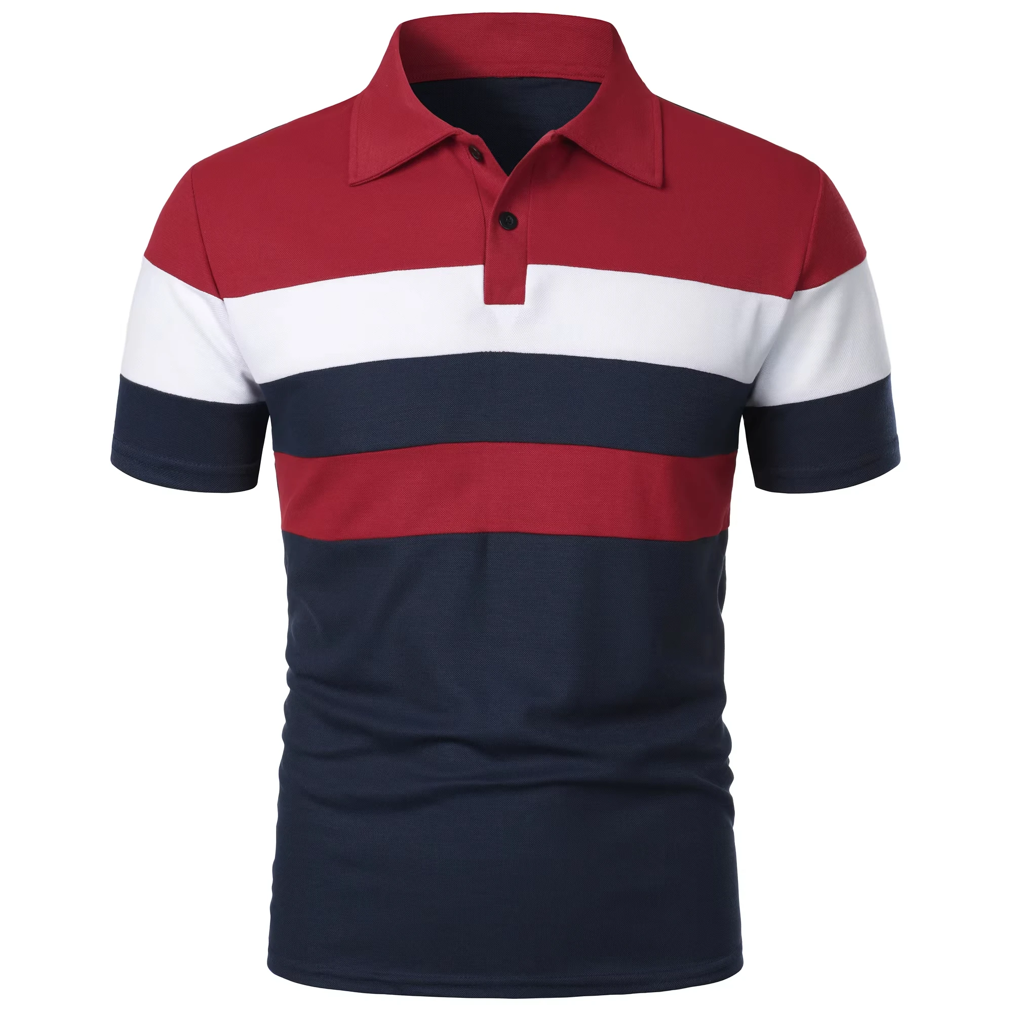 Men's Fashion Polo Shirt Simple Striped Printed Short-sleeved Shirt Summer Men's Business Casual Breathable Versatile Clothing 13 Aefbe5217229e4ec2b678e1ebc647dda5y