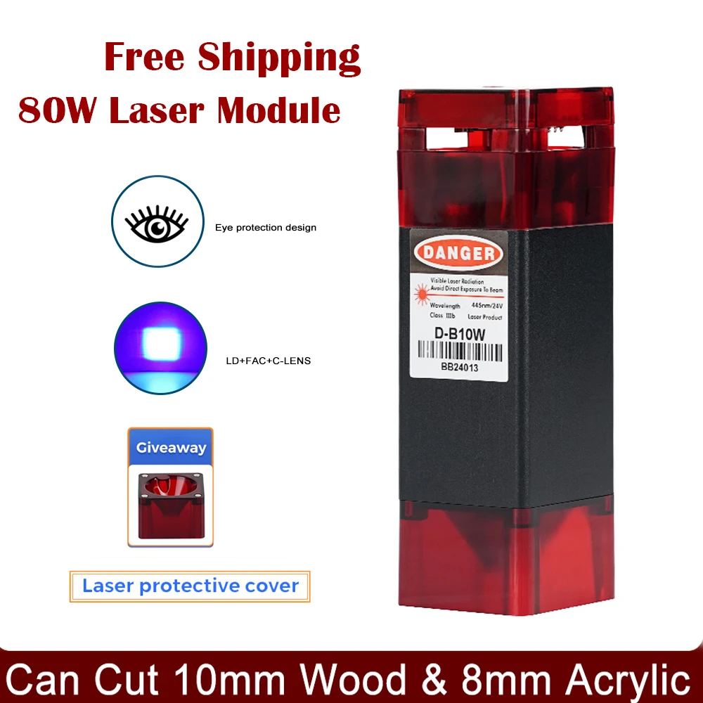 Duas Árvores 80w Laser Head para Máquina de Gravura Cortador a Laser Corte Acrílico Madeira Gravura Metal Módulo Laser 450nm Azul - Imagem 5