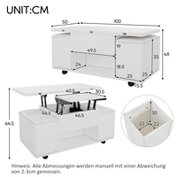 Anajqaqia Table basse 3 en 1, table d'appoint réglable multifonction, table de salon convertible, table de travail avec 4 tabourets et roulettes 2