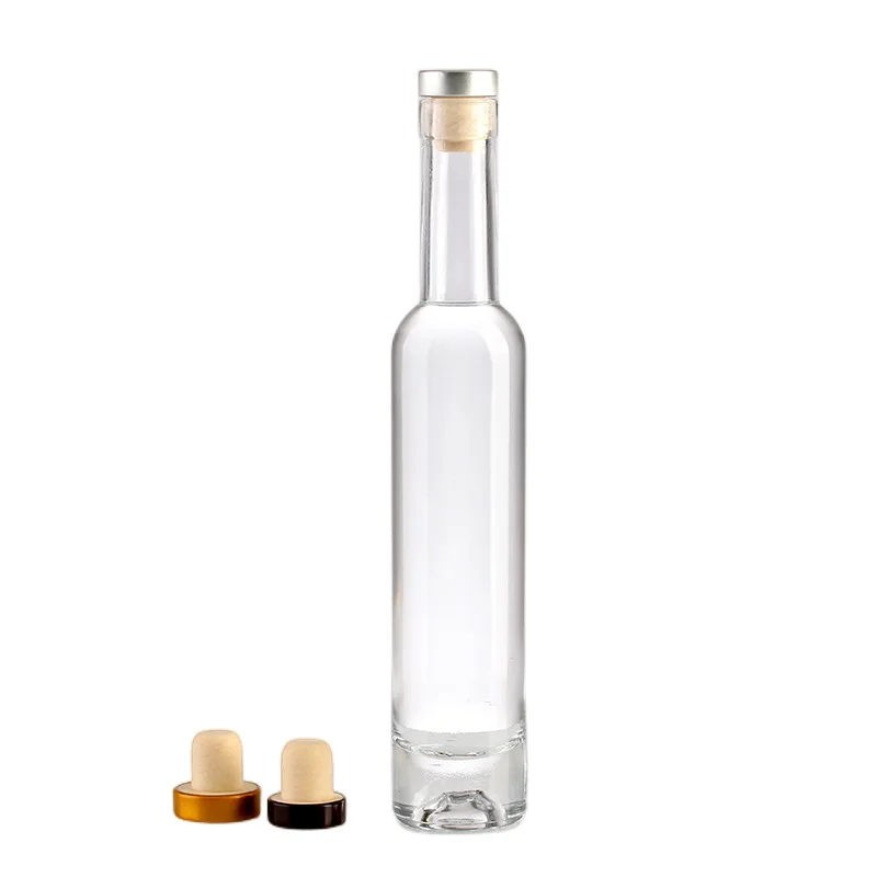 1pcs-kit Tall and Thin Cork Top Ice Wine Bottles 375ml 500ml 750ml Clear Gin Vodka Ice Wine Glass Bottle with Heavy Bottom 2