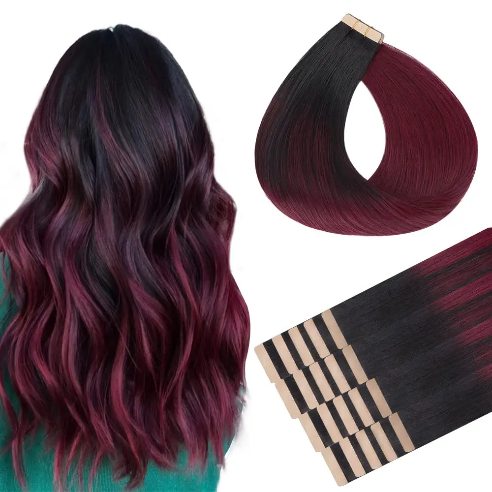 Seamless Tape In Human Hair Extensions Real Remy Straight Hair Extension Skin Weft Adhesive Glue On Salon