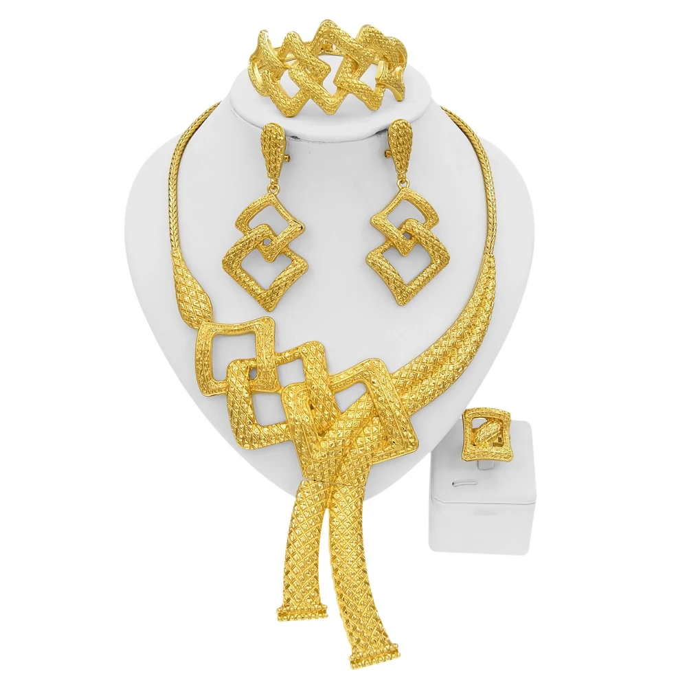 Women Jewelry Set Dubai Plated Gold Necklace Fashion Bracelet