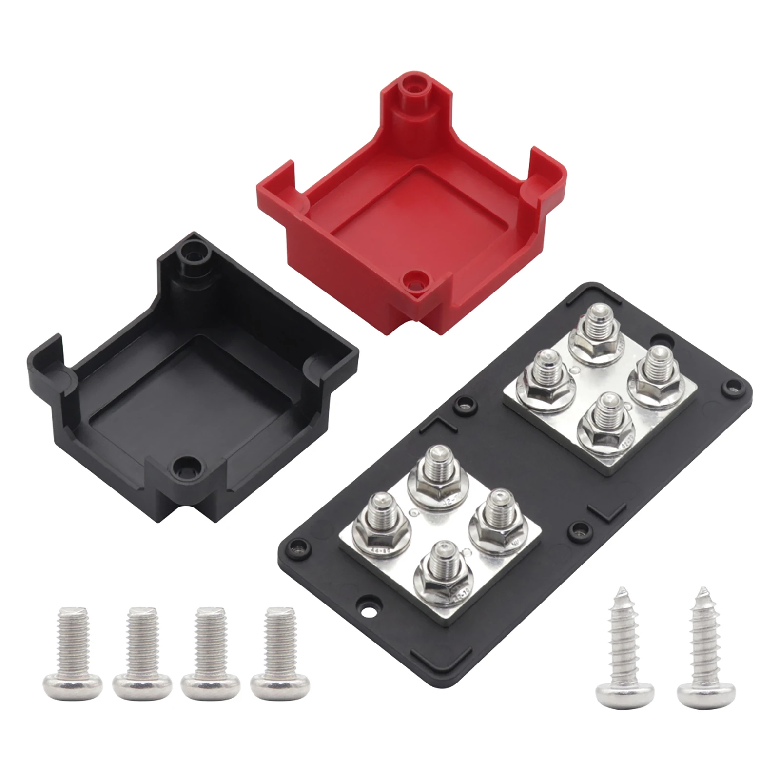 GIE.TOP 48V DC 400 Amp Bus Bar Box Copper Made Heavy-Duty Module with 8 X 3/8" (M10) Studs Terminals Battery Distribution Block power distribution block bus bar box