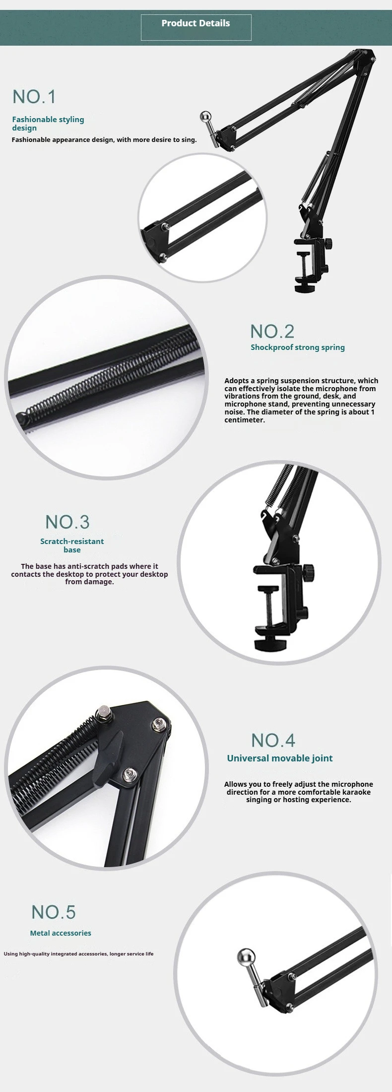Desktop-Armhalterung Mikrofonständer für Bm800 Mikrofon mit Spinnenarm-Halterung Universal – Detail 1