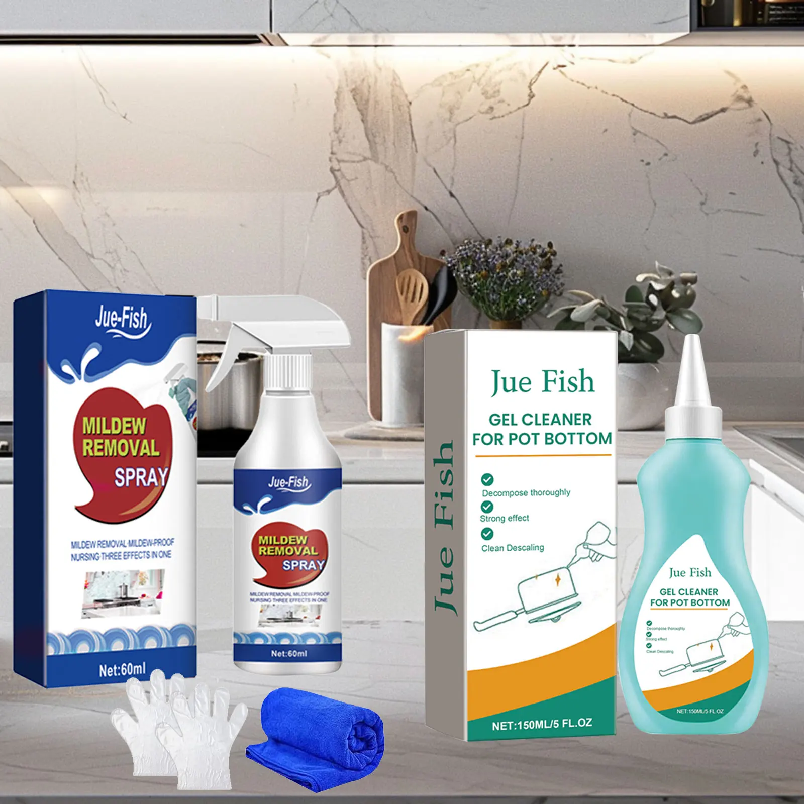 Jue-Fish Kitchen Cleaning Agent Mildew Stain Remover Spray Rust Remover Polishing Pot Black Scale Cleaner Wall Mold Remover