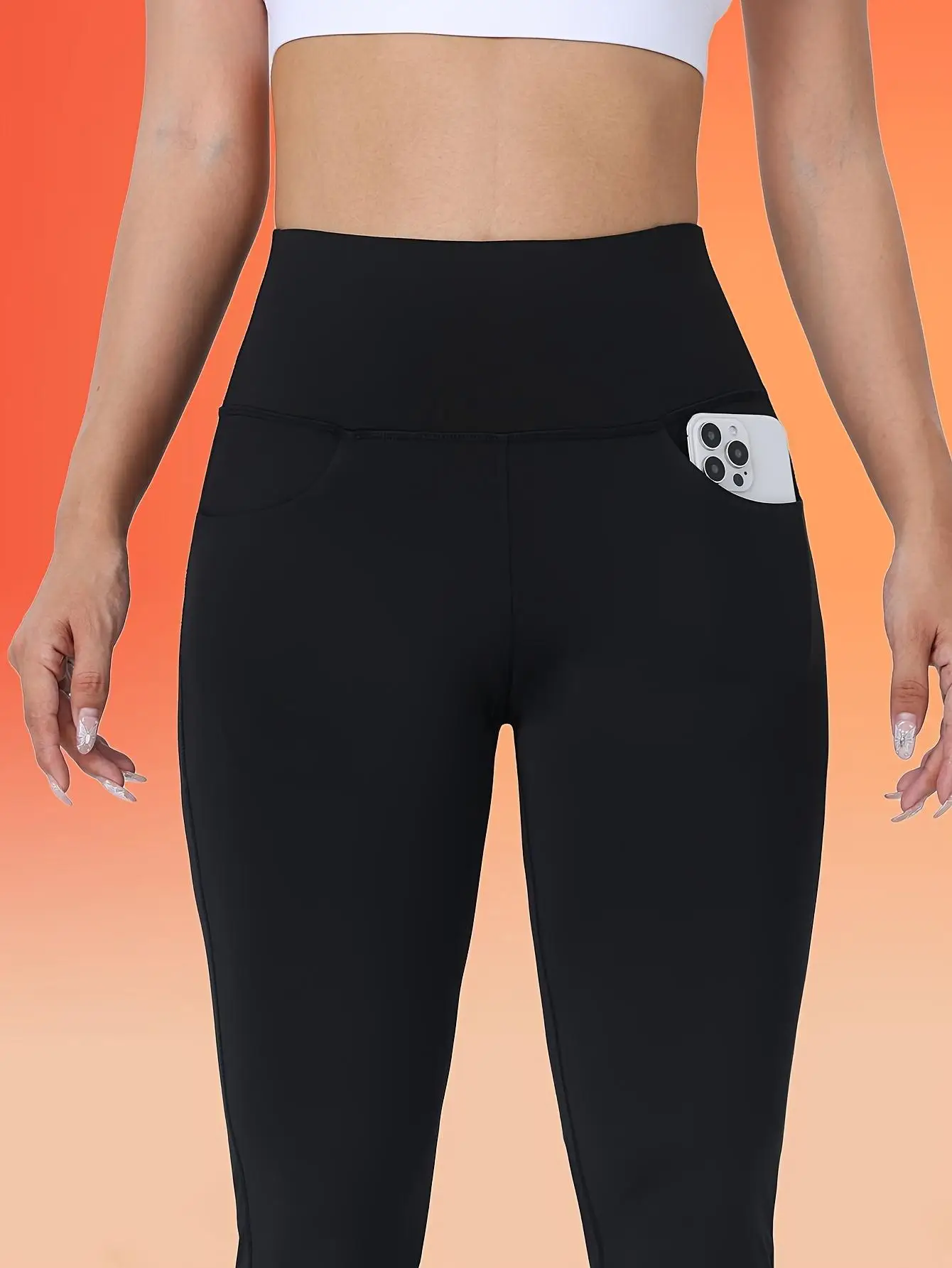 1 Pair of Solid Color Winter/Autumn Flared Pants, Yoga Pants, High-Waisted Flared Leggings, Women's Fitness Pants, Outerwear 5