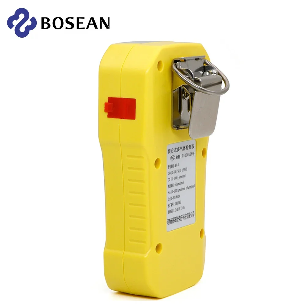 Bosean 4 in 1 Multi Gas Detector O2 H2S CO LEL Gas Meter Oxygen Hydrogen Sulfide Carbon Monoxide Combustible Leak Detector