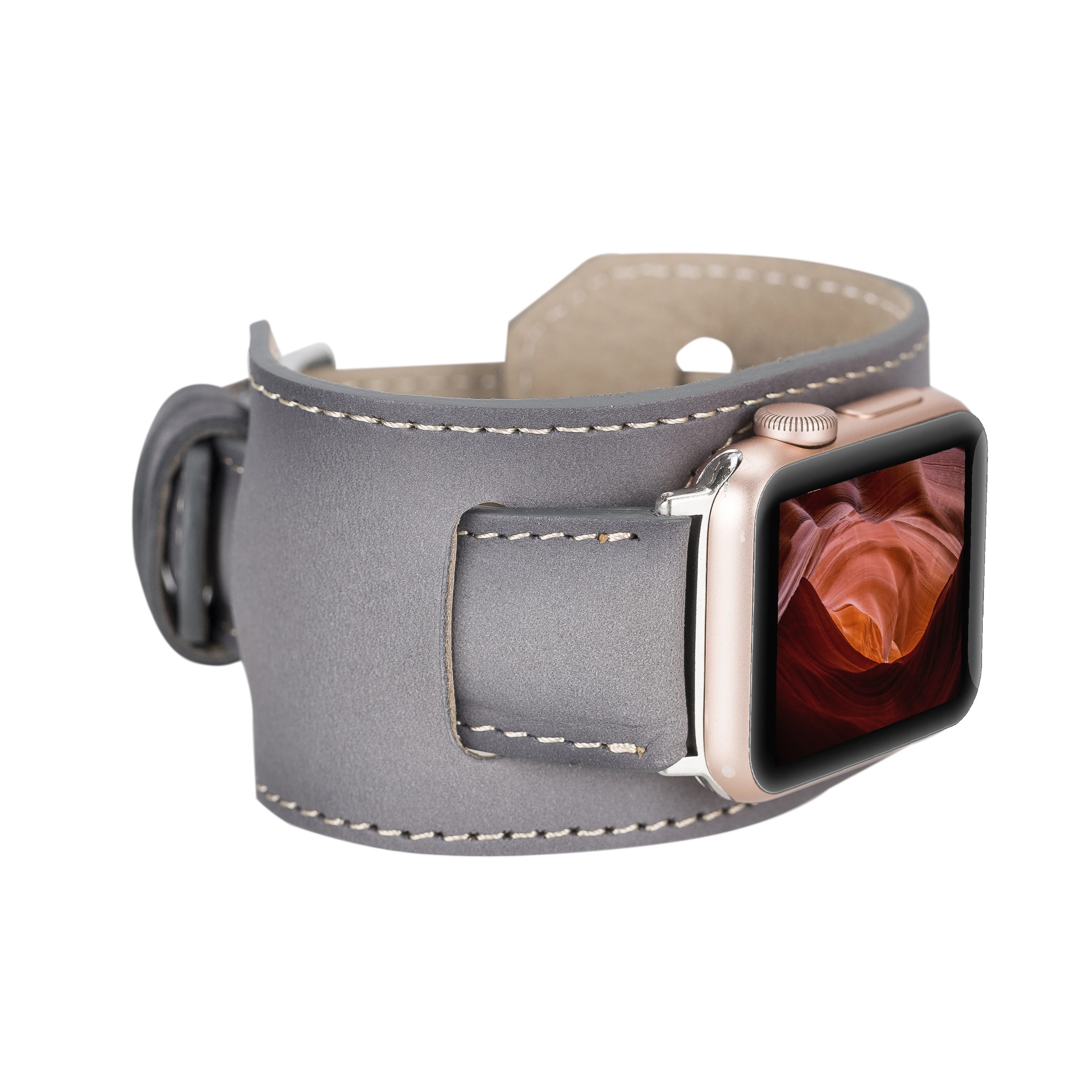 

BOULETTA CUFF Genuine Leather Handmade Watchband Cord for Apple iWatch 38-40-41-42-44-45mm Size and Connector Options