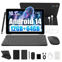 10.1 Inch Android 14 Tablet 12GB RAM 64GB ROM Face Unlock IPS HD Screen with Protective Case Stylus Keyboard Mouse Headphones