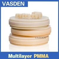 A2 A3 Color 98mm Multilayer PMMA Disc Dental Lab Material CADCAM PMMA Block Resin Blank 1
