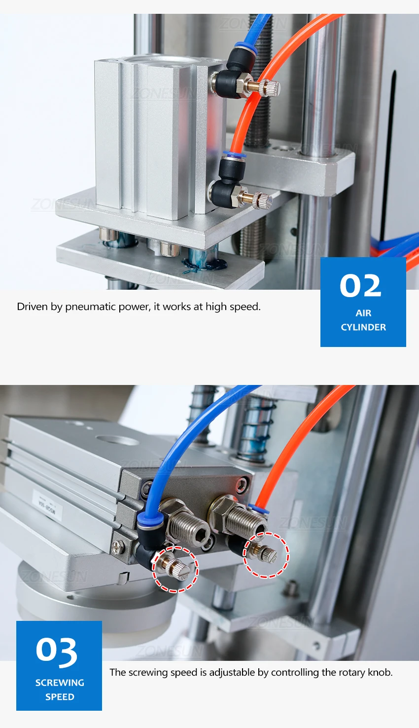 ZONESUN ZS-XG450D Pneumatic Capping Machine Bottle Capper