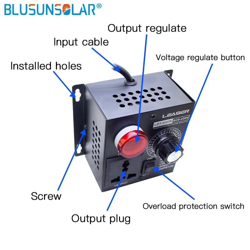 Portable Speed Temperature Light Voltage Adjustable Dimmer AC 220V 4000W Compact Variable Voltage Controller Adjust Regulator voltage regulator voltage converter power module