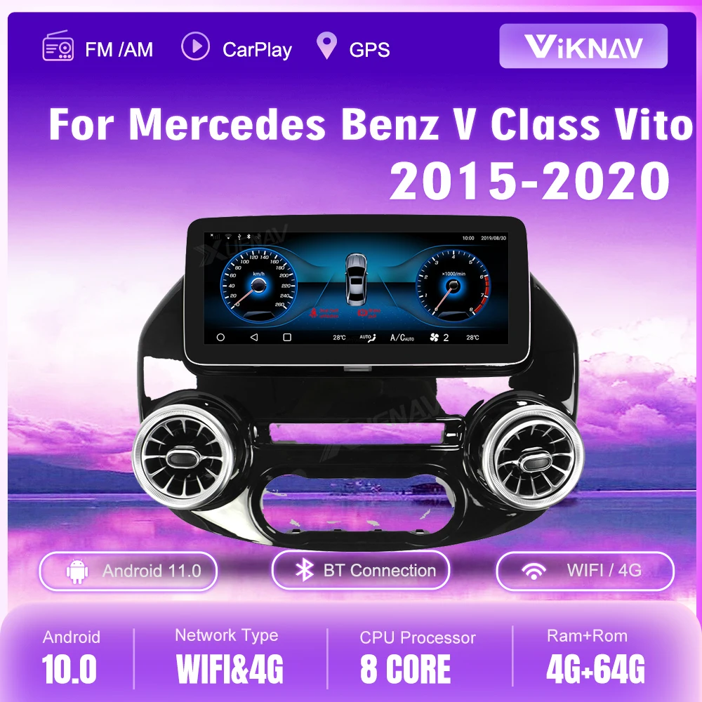 

128G Car Multimedia Player For Mercedes Benz V Class Vito Viano Valente Metris W447 2016-2018 Android Car Radio GPS Navigation