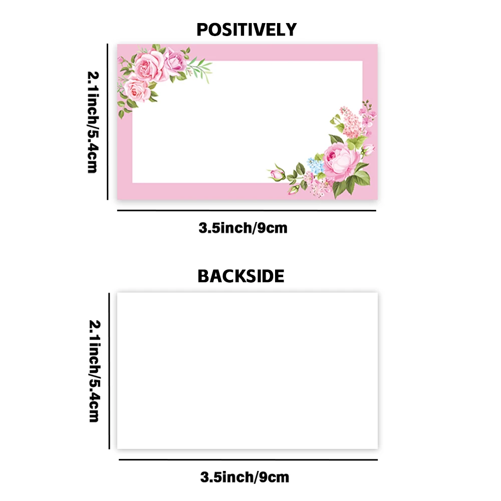 50pcs Pink Floral Blank Message Cards Pocket Cards Business Blank Greeting Small Business Supplies Gift Tags