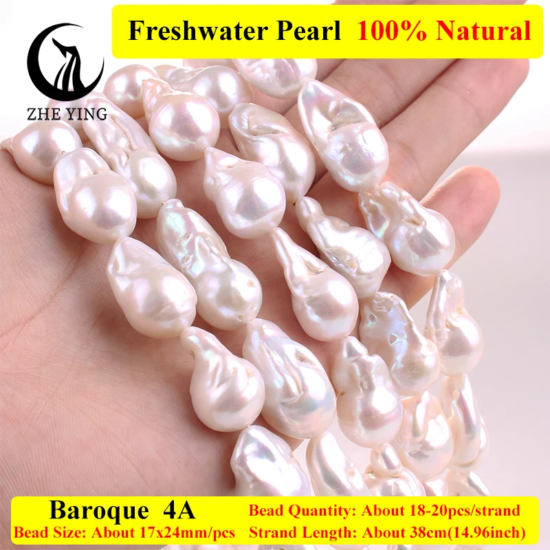 Zhe Ying 5A barokowych słodkowodnych perła 100% prawdziwe nieregularne białe koraliki z masy perłowej do wyrobu biżuterii do akcesoria do bransoletki