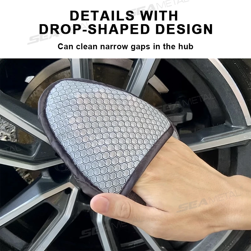 Microfiber Car Cleaning Gloves Car Cleaning Mitt Wheel Microfiber Hub Washing Glove Scratch-Free Wet/Dry Car Interior Accessory Wiping Mitt