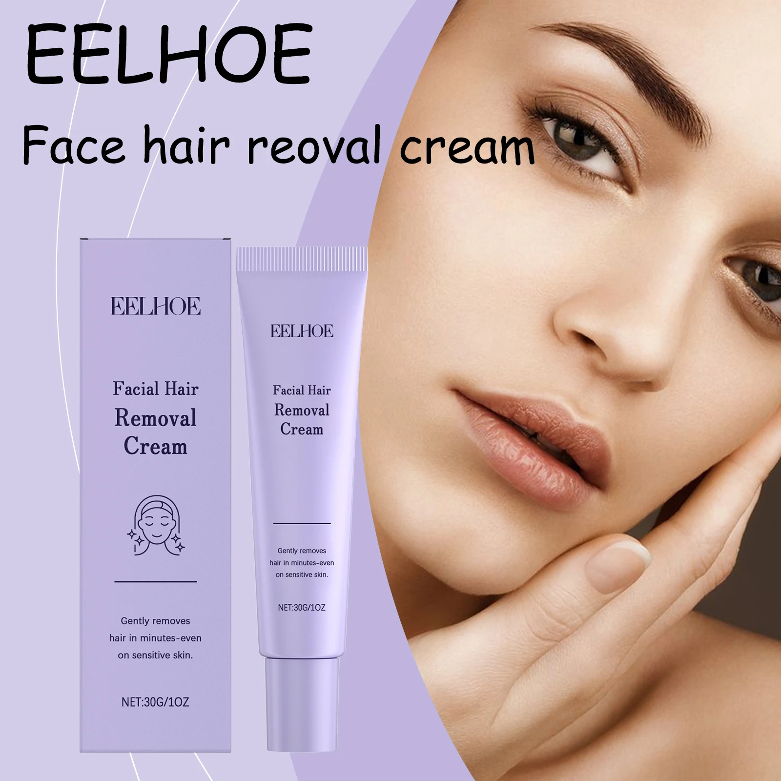 EELHOE Face Hair Removal Cream Lasting Moisturizing Non-irritating Pore Shrink Smoothing Softening Facial Hair Removal Cream