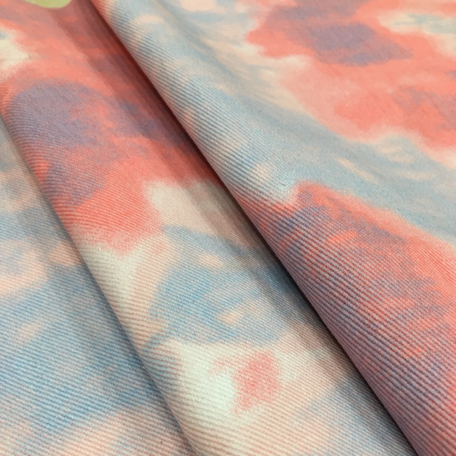 10oz Colorful Jean Jacket Material Tie-dye Washed Denim Upholstery Fabric By The Metre Skirt Coat Bags Blue Cloth