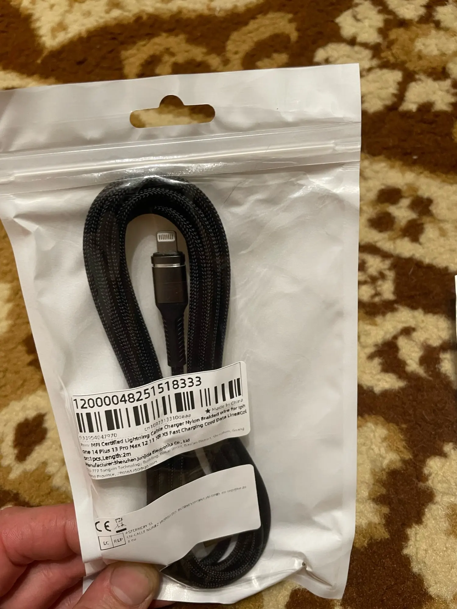 Lightning Cable USB Original Fast Charging Cord for Iphone 14 13 12 11 Pro Max XS X XR 7 8 6 Plus SE Nylon Braided Charger Cord photo review