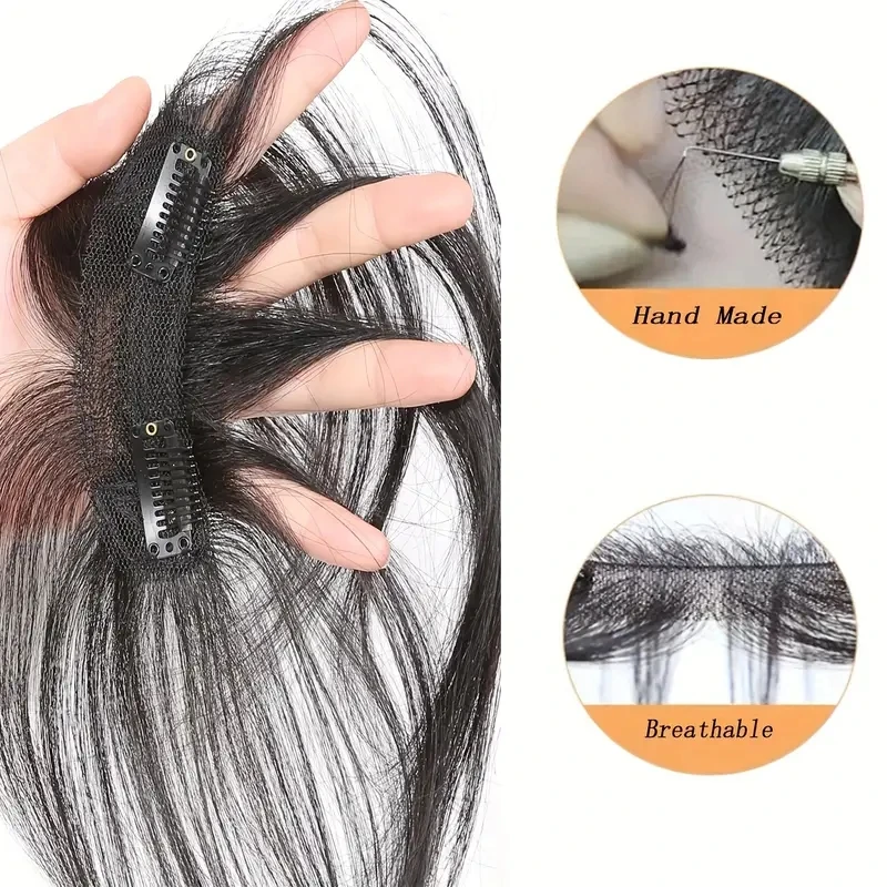 Natural Human Hair Clip In Bangs Extensions Image 5