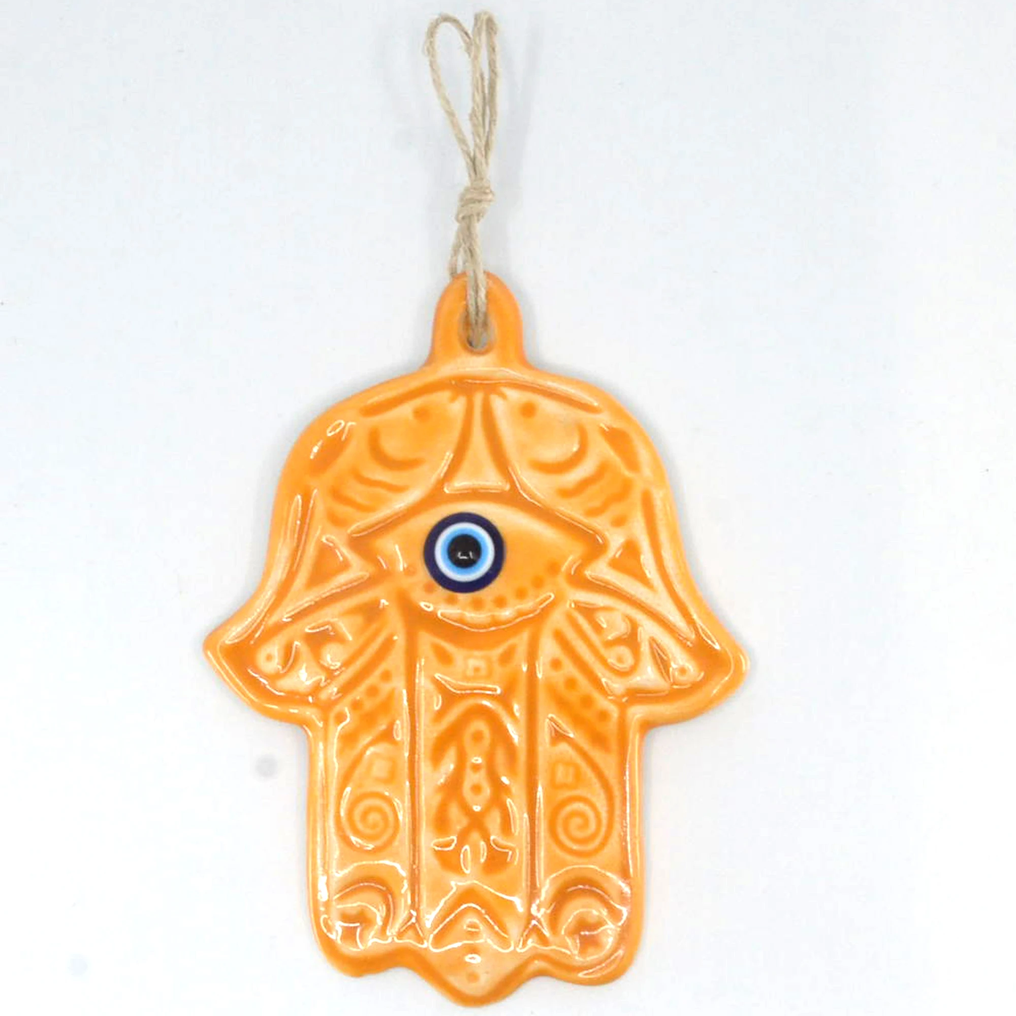 

Handmade Ceramic Orange Hamsa Home Garden Balcony Tree Office Decoration Ornament Gift Products To Be