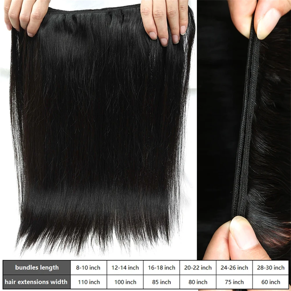 14-32 inch Straight Human Hair Bundles With 13x4 Lace Frontal Brazilian Raw Human Hair Double Weft Bundles With Lace Frontal
