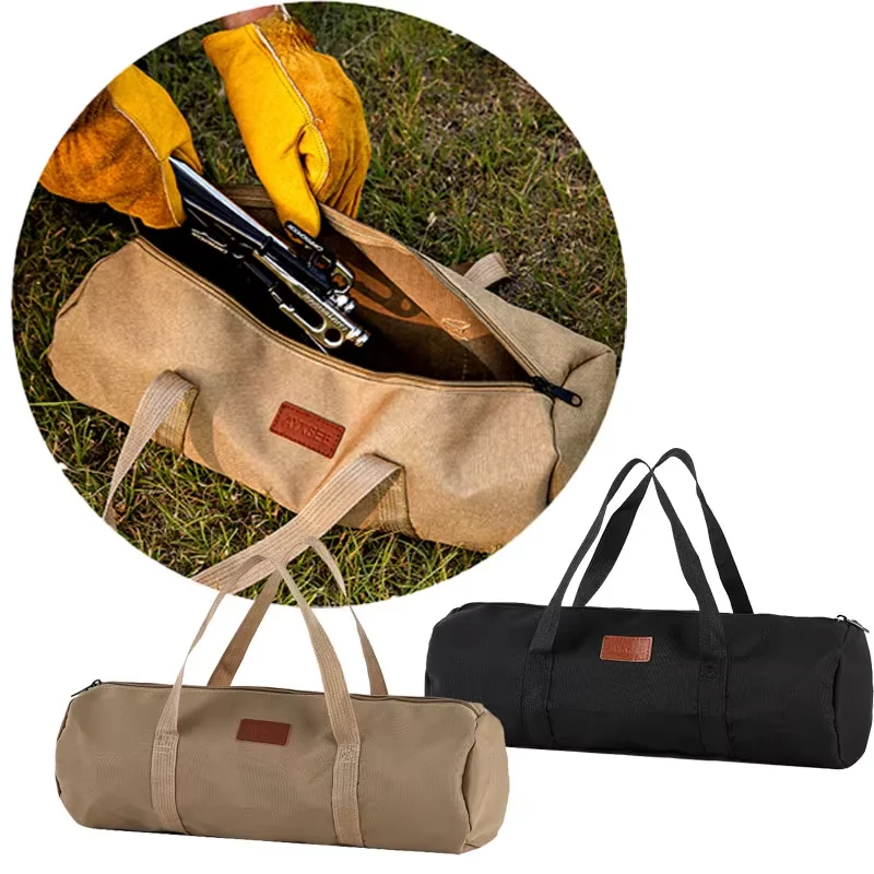 Outdoor Ground Nail Bag Camping Tent Pegs Bag Cylindrical Stake Storage Backpack Portable Miscellaneous Storage Box Toolkit