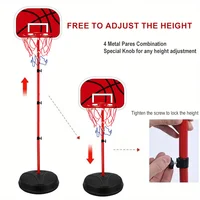 Elevatable Mobile Basketball Stand with Hanging Rebound Board and Leather Ball Toy for Kids Indoor Outdoor Sports Activity 2