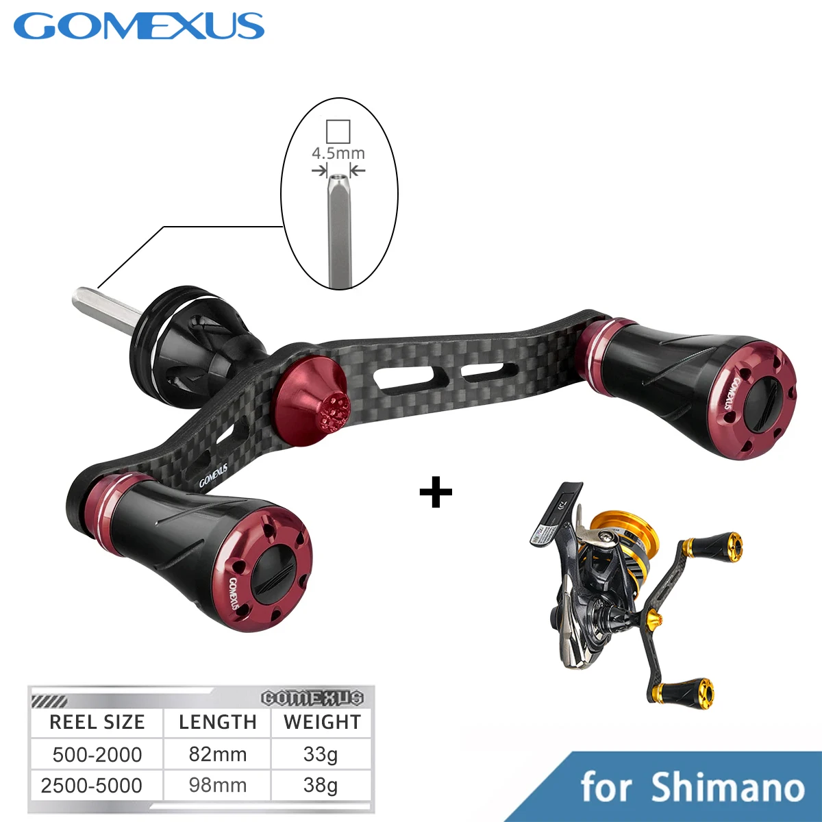 GOMEXUS - poignée de moulinet de Spinning-Casting 82-98mm pour Shimano