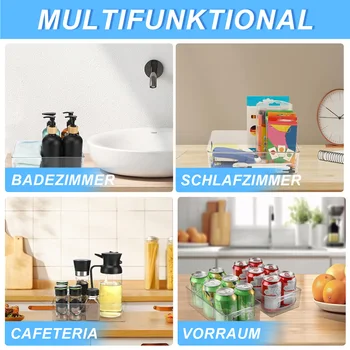 Organizzatore per frigorifero, set da 6/10, scatola portaoggetti impilabile con maniglia, set organizer per frigorifero, set di scatole per frigorifero per armadi da cucina 2