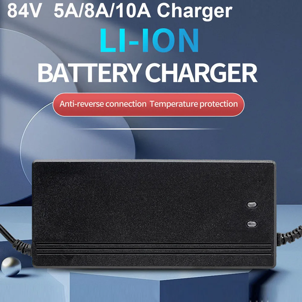 

84V 5A 10A Lithium Battery Charger AC Adapter Power Supply for 20S 72V Lithium Li-ion Batteries Pack with 3 Holes Plug