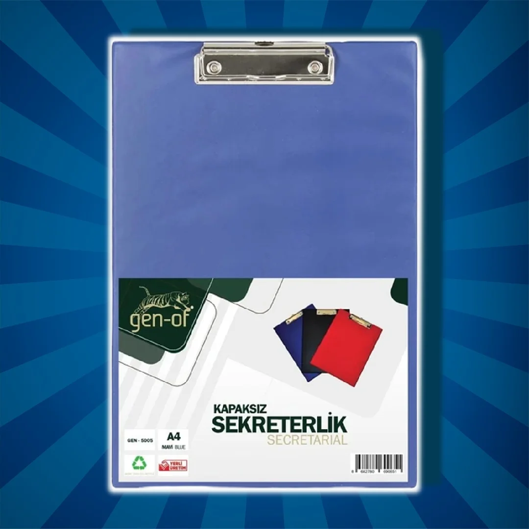 Gen-Van A4 Coverless Klembord Zwart Rood Blauw Kleur Hoge Kwaliteit Turkse Merk Kantoor School Briefpapier Secreterial Secreteriat