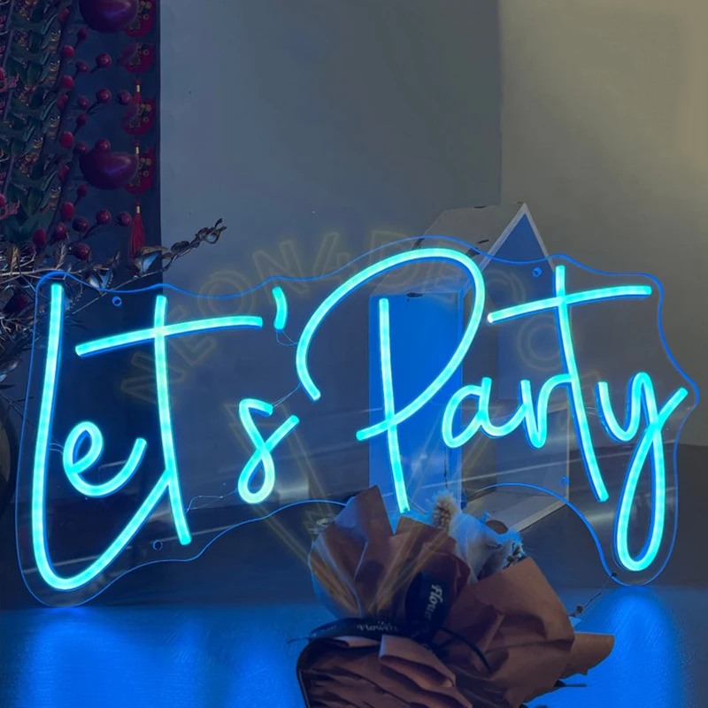 

Custom Neon Sign Let's Party LED Neon Lights For House Party Decoration Engagement Party Birthday Party Home Wall Art Decor