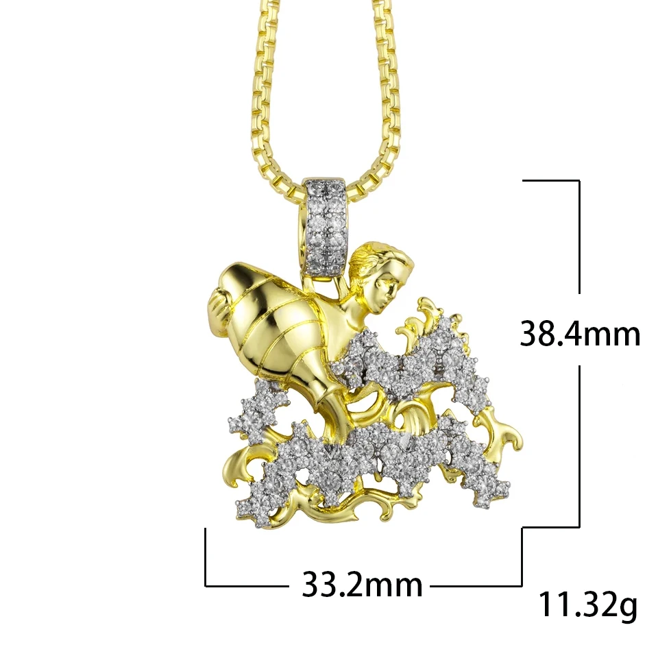 VANAXIN Aries12 Constellations Necklace Pendant  For Women Men Iced Out  Birthday Gifts
