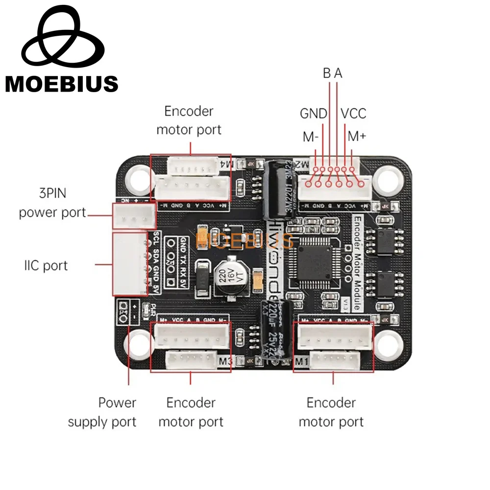 Servo Motor Parts 4-Channel Encoder Motor Driver with Voltage Regulation for Motor Control