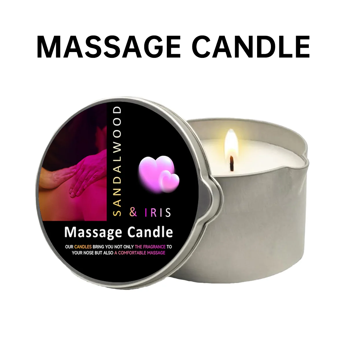 Lavender Aromatherapy Massage Candle - Soy Wax Moisturizing Gift Candle 2oz