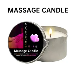 Lavender Aromatherapy Massage Candle - Moisturizing Soy Wax 2oz Gift for Relaxation & Home Ambiance (Iris and Sandalwood)