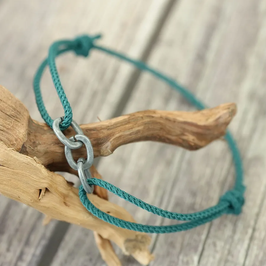 Men Minimalist Viking Chain Leather Bracelet