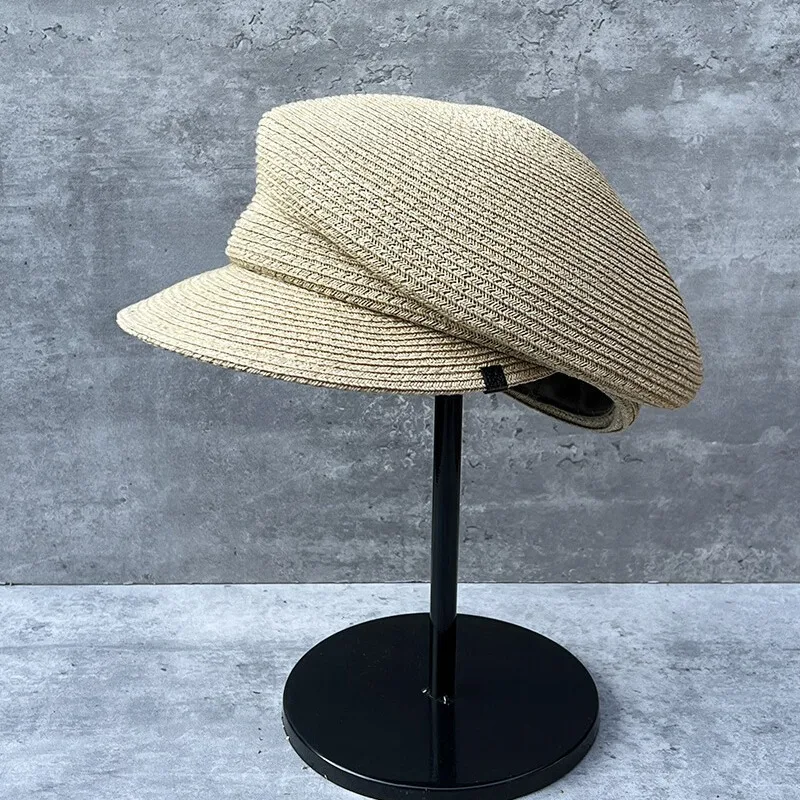 Women Summer Hats Newsboy Cap Ladies Straw Hat Sloping Brim Visor Cap Cabbie Beret Girls Paperboy