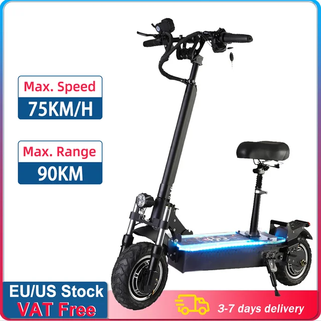 Patinete eléctrico para adultos, patinetes electricos potentes bicicleta de  doble conducción, 2400W, velocidad máxima de 65