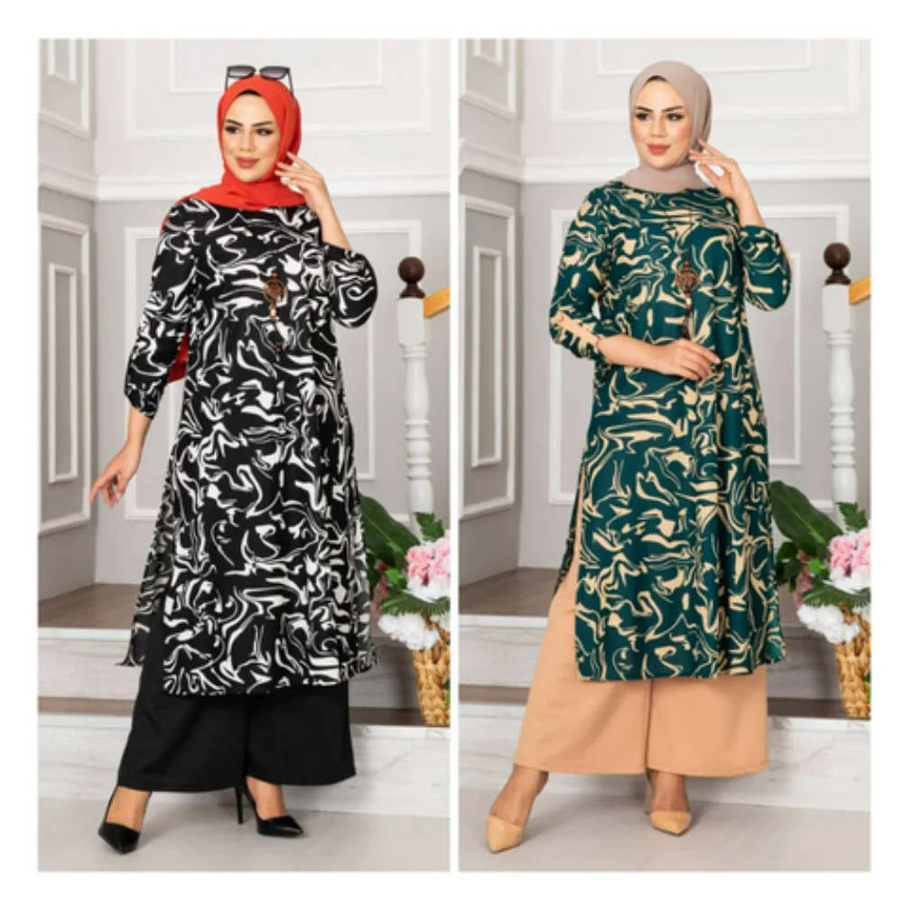 Romana Hijab Suit 2024 Muslim Abaya Hijab New Fashion Women Dress Islamic Clothing Veil Abaya Black Mink Color with Stylish Trousers 100% Quality Fabric Size Chart Compatible Accessory Gift