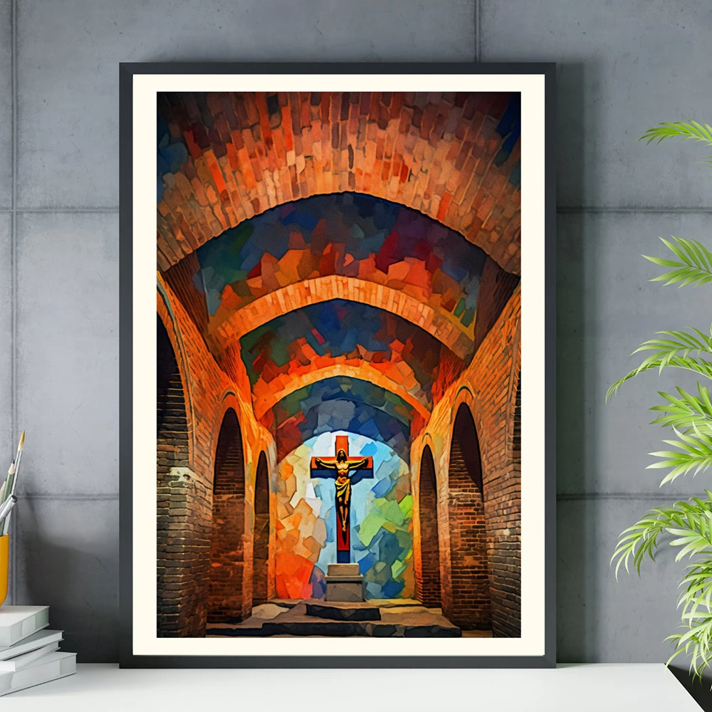 

Calvary of Jesus Christ at Fort Pulaski Poster Print Wall Art Religious Christian Canvas Painting Church Living Room Home Decor