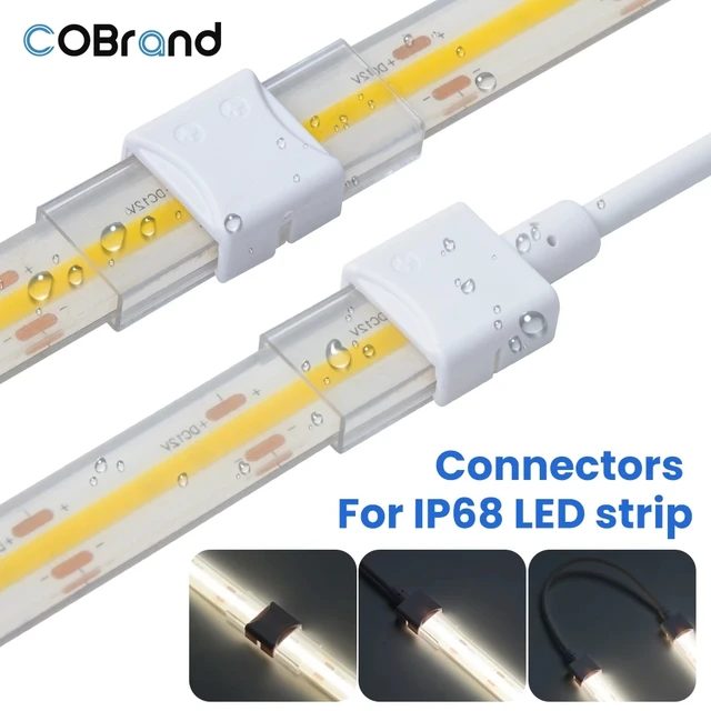 Connecteur de manchon étanche IP68 à 2 broches pour bande LED COB, Tube  solide pour l'extérieur, 8mm, 10mm, pour Dressing, 5 pièces - AliExpress