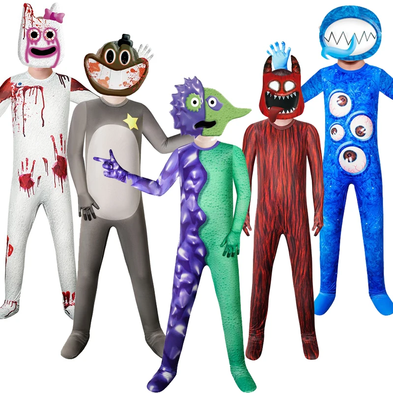 

Kids Horror Game Garten Of Banban Cosplay Banbaleena Hungry Tamy Jester Sheriff Jeff banban Halloween Costume Jumpsuit With Mask